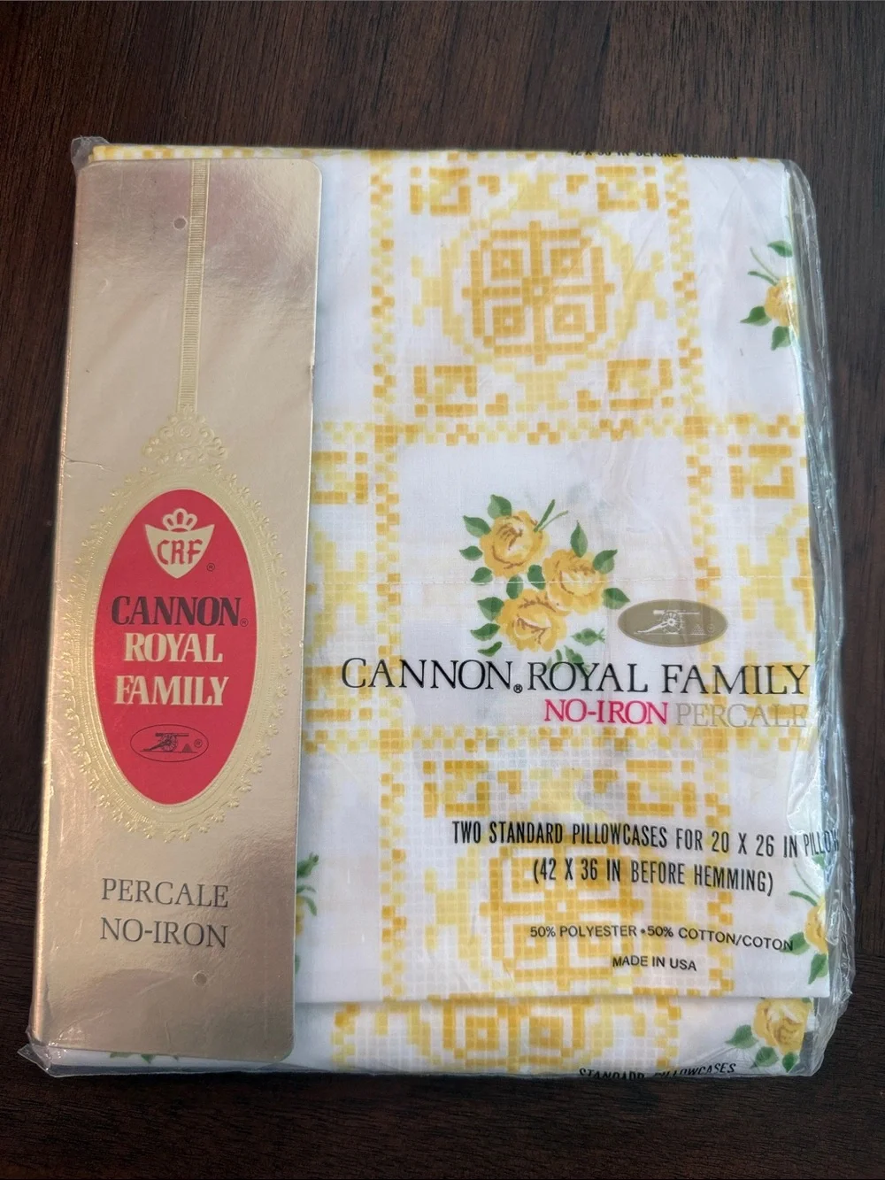 Brand New Sealed Vintage Cannon Royal Family Floral Yellow Full Flat Sheet
